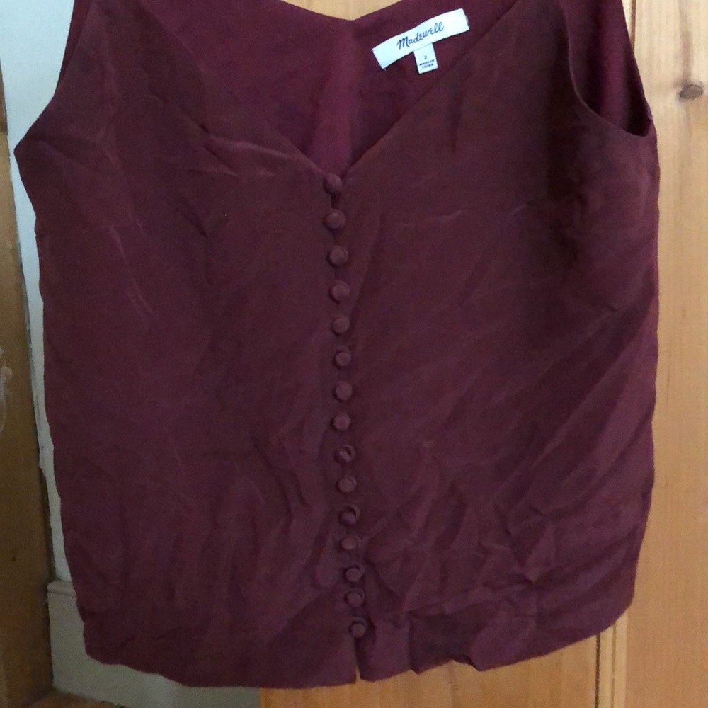 Deep Red Button Down Madewell Cami - image 3